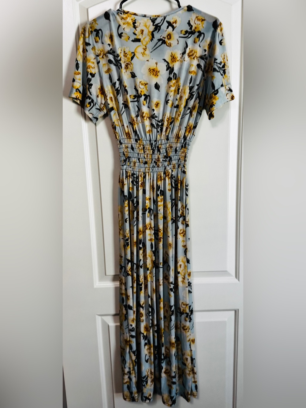 Nali Collection Blue Yellow Floral Smocked Maxi Dress XL NWT - Picture 8 of 8